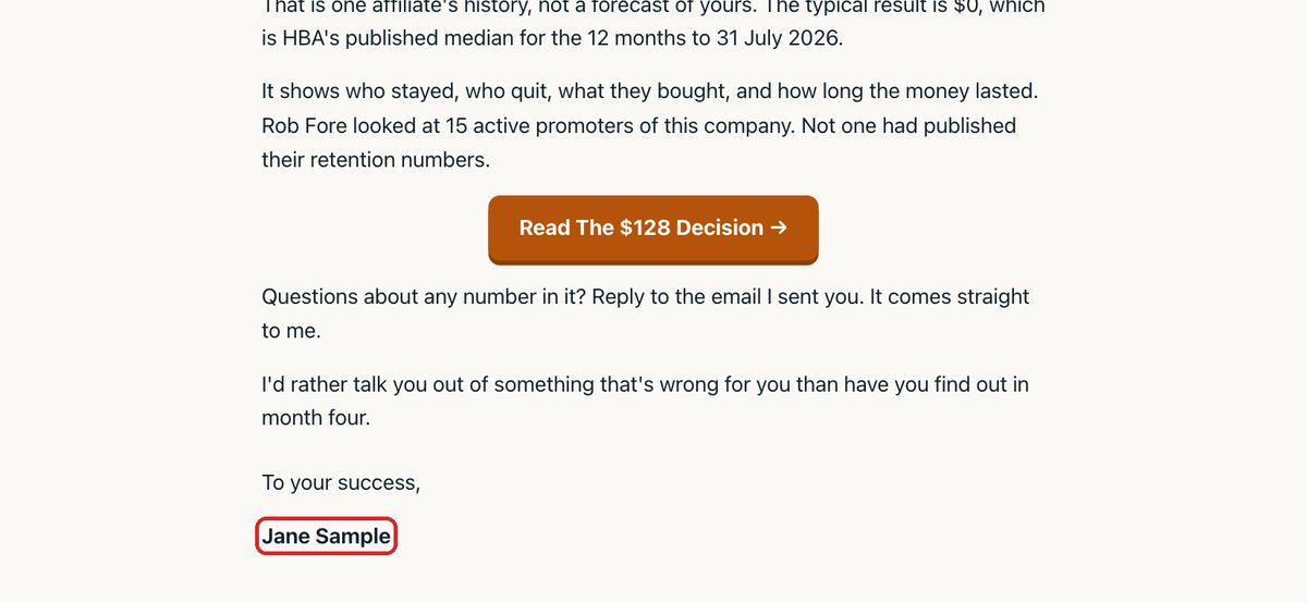 Your confirmation page after the test, with your own name circled
