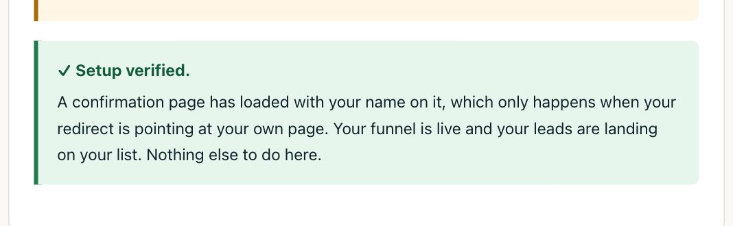 The setup page's Step 3 box showing "✓ Setup verified"